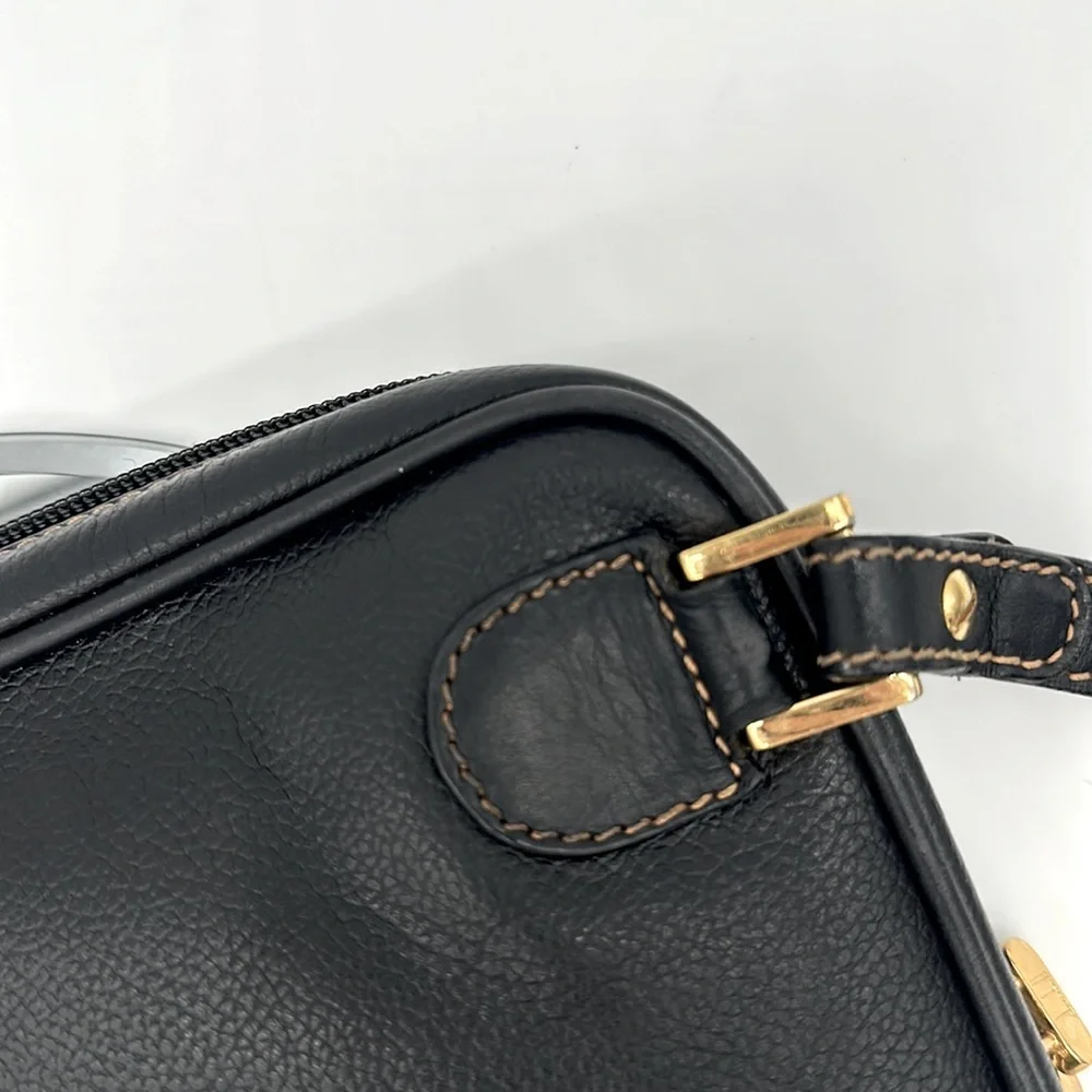 Vintage Dunhill Black Leather Travel Toiletry Bag Organizer